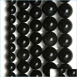 Steen 8 mm natuursteen zwarte obsidiaan ronde losse kralen 15 "streng 4 6 8 10 12 14 mm pick maat voor sieraden maken druppel levering 2021 DHDM4