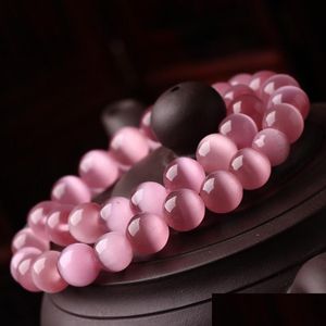 Pierre 8 mm Nouveautés 4/6/8/10/12 mm Naturel Rose Cats Eye Perle en vrac pour la fabrication de bijoux Bracelets DIY Colliers Drop Deliver Dhgarden Dhdql