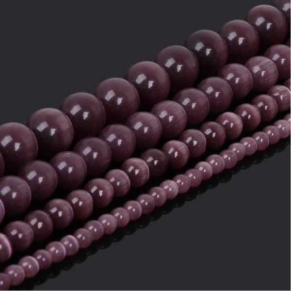 Pierre 8Mm Choisissez Taille 4.6.8.10Mm Lisse Violet Opale Mexicaine Cats Eye Perles Entretoise Naturelle Lâche 15.5 / Strand Drop Delivery 2 Dhqp3