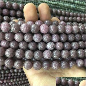 Pierre 8 mm prix fleur de prunier naturel tourmaline perles lépidolite ronde en vrac pour la fabrication de bijoux 412 mm bricolage livraison directe Dhgarden Dhf6H