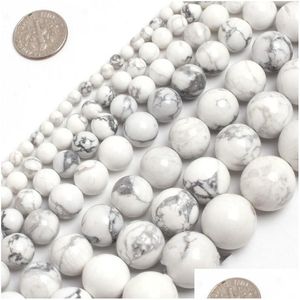 Pierre 8Mm Rond Blanc Howlite Perles Naturel Diy Lâche Pour La Fabrication De Bijoux Bracelet Strand 15 Drop Deliver Dhg7J