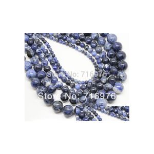 Pierre 8Mm Gros Perles Naturelles Vieux Bleu Sodalite Ronde Lâche Pour La Fabrication De Bijoux 15.5 Pouces Choisissez Taille 4 6 8 10 12Mm Drop Dhc53