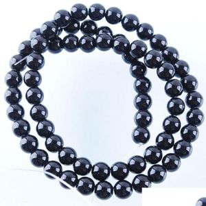 Pierre 8Mm Gros Quartz Noir Naturel Perles Rondes En Vrac Pour La Fabrication De Bijoux 6/8/10 Mm Bracelet À Faire Soi-Même Strand 15.5Bg311 Drop Delivery Dhqqj