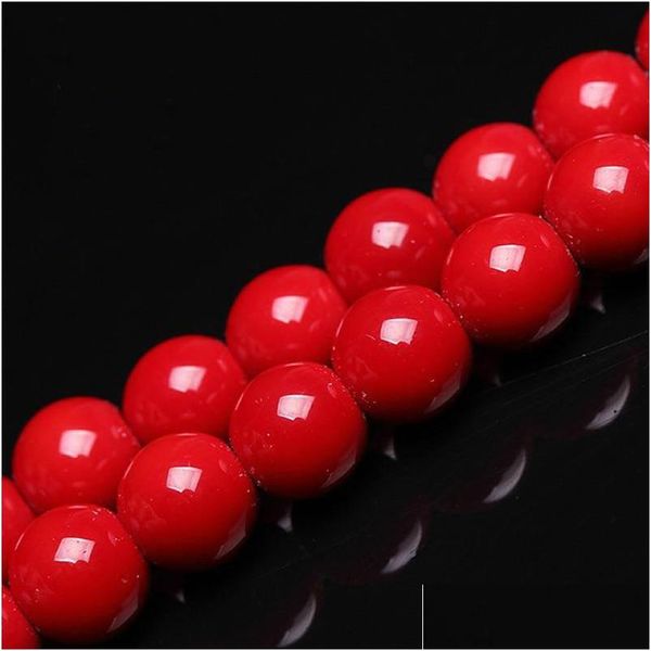 Pierre 8Mm Gros Perles De Corail Rouge Naturel Rond En Vrac 6Mm 10Mm 12Mm Pour La Fabrication De Bijoux Collier Diy Bracelet Drop D Dhe70