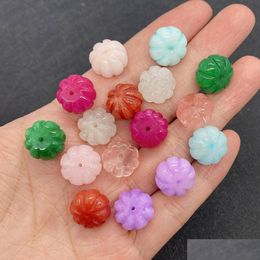 Steen 8x14 mm pompoenvormige kristallen steen kralen roze wit groen sinaasappel geslagen losse kraal diy sieraden maken accessoires drop leveren dh5iu