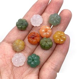 Stone 9x1m pompoenvormige natuurlijke kristallen kralen Roze wit groen sinaasappel geslagen losse kraal diy sieraden maken accessoires laten vallen dhlnw