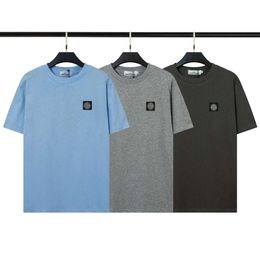 Steen Basic Classic Solid Color Korte mouwen geborduurd Small Label Round Neck T-shirt voor mannen en vrouwen IUS