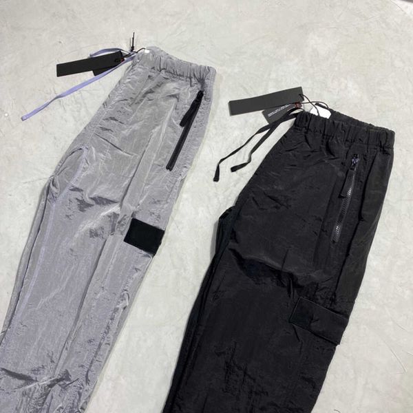 Pantalones de diseñador de marca Stone, pantalones informales con bolsillo de nailon y Metal, insignia bordada, reflectantes finos