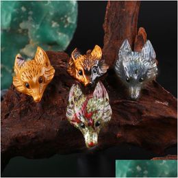 Stone Ce Factory Semi Gem Crystal Pendant Animal Creative Small Jade Wolf Head Vintage Sweater Chain Drop Delivery Dhmvr