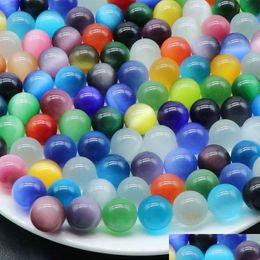 Stone Colorf 20Mm Cats Eye Crystal Round Ball Craft Tuimelde Hand Stuk Stenen Woondecoratie Ornamenten Goede Geschenken Drop Levering Jewe Dhu2C