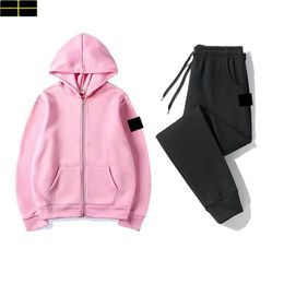 Stone Jacket herenset sportset nieuw merk borduurwerk vrouwen broek jasje+broek tracksuit heren mode mannelijke set man naar man sweatsuit set set mannen