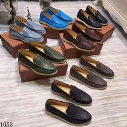 Stone Leather Nubuck Summer Heren Loro Walk Shess Shoes Luxury Designer Male Flats Leisure Reding Shoe Formeel Plus Maat 45 46