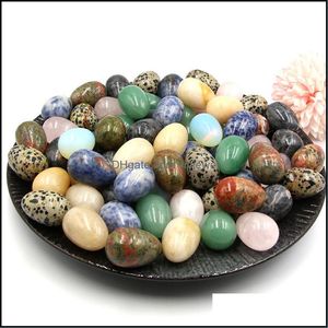 Stone Loose Beads Jewelry 30Mm Polished Egg Shape Reiki Healing Chakra Natural Bead Palm Quartz Mineral Crystal Tumbled Ge Dhh6V