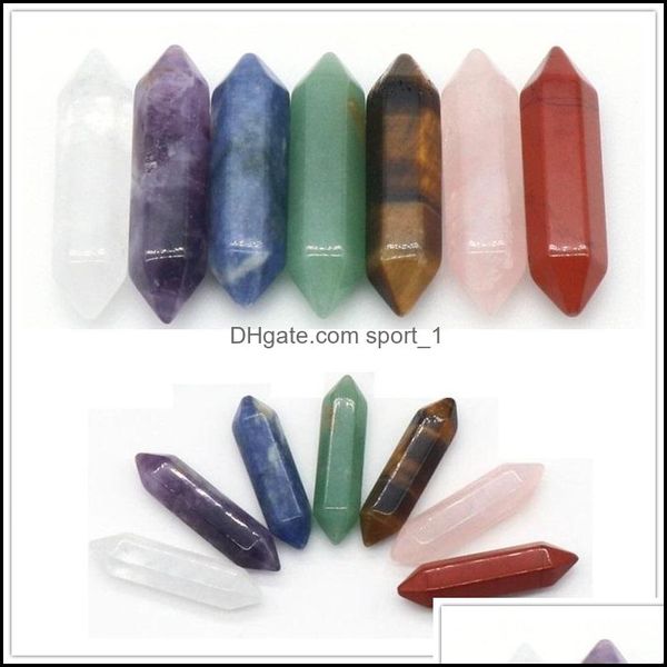 Granos sueltos de piedra Joyería 7 Unids / set Reiki Hexágono Natural Prisma Roca Cuarzo Yoga Meditación Energía Grano Para Chakra Curación Dh8Us