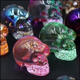 Steen losse kralen sieraden electroplating kristallen skl figurines colorf kwarts cranium edelstenen scpture aquarium chakra home decoratie hekscraf