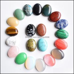 Stone Loose Beads Jewelry Natural 15x20 mm OVAL OVAL ROSE Quartz Tigers Eye Turquoise Cabochons Plat arrière pour le collier Anneau Earrings Drop de