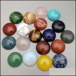 Stone Loose Beads Bijoux naturel 20 mm rond Opal Rose Quartz Tigers Eye Turquoise Face pour NEC DHEQV