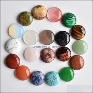 Steen losse kralen sieraden Natuurlijk 20 mm ronde opaal rozenkwarts tijgers oog turquoise cabochons plat rug voor ketting dhwa2