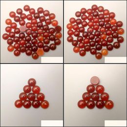 Stone Loose Beads Jewelry Natural 6 mm 8 mm 10 mm 12 mm Round Red Agate Face for Collier Anneau Earrings J Dhfdz