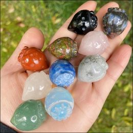 Piedra cuentas sueltas joyería adornos de cristal natural tallado Stberry Chakra Reiki curación cuarzo Mineral piedras preciosas caídas mano Dhewm