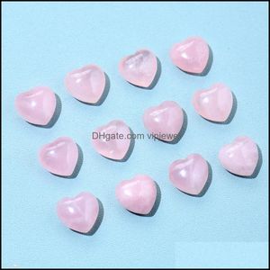 Stone Loose Beads Bijoux Natural Pink Crystal 15 mm Forme de coeur Ornements en quartz Crystal Crystals Energy Reiki Gem Craft Hand Pi Dhu8w