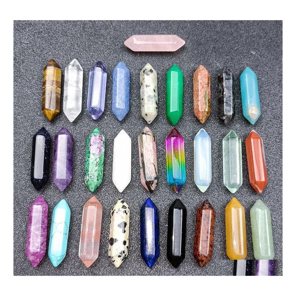 Pierre Lots Hexagone Naturel Rose Quartz Turquoise Pierres Nues Décoration Main Poignée Pièces Diy Pendentif Boule Accessoires Drop Deli Dhkpf