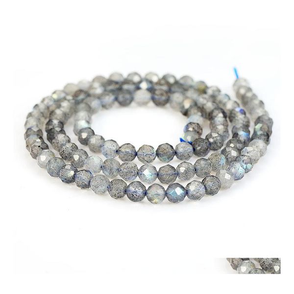 Pierre M 4Mm Taille Perles Lâches Naturelles Labradorite À Facettes Pour La Fabrication De Bijoux À Faire Soi-Même Bracelet Pierre De Lune Drop Delivery Otqht