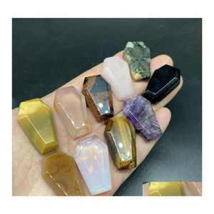 Pierre Mini Cristal Naturel Ornements Forme De Cercueil Reiki Guérison Chakra Quartz Minéral Tumbled Pierres Précieuses Pièce À Main Accueil Lucky Luckyh Dh3De