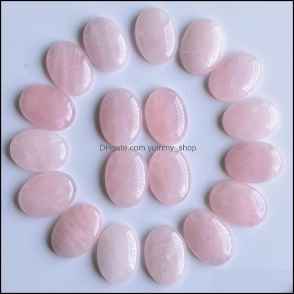 Pierre Naturelle 18X25Mm Ovale Perles En Vrac Opale Rose Quartz Tigres Oeil Turquoise Cabochons Dos Plat Pour Collier Bague Boucles D'oreilles Je Otkz2