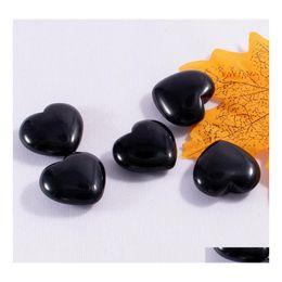 Stone Natural 25mm Nonporous Heart Black Onyx Chakra Healing Guides Meditatie Ornamenten Sieraden Accessoire Drop levering Dhgaj