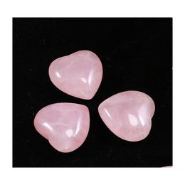 Stone Natural 25mm Nonporous Pink Rose Quartz Hart Chakra Helende Guides Meditatie Ornamenten Sieraden Accessoire Drop levering Dhu7j