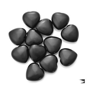 Pierre naturelle obsidienne noire ornements sculptés 25 x 10 mm chakra du cœur Reiki guérison quartz minéral pierres précieuses polies décoration de la maison à la main Dr Dhdoz