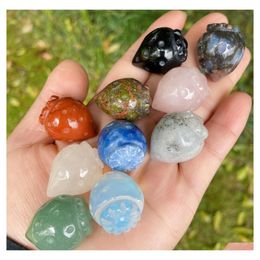 Piedra Adornos de cristal natural Tallado Stberry Chakra Reiki Curación Cuarzo Mineral Piedras preciosas caídas Mano Decoración para el hogar Entrega de gotas Je Dhpta