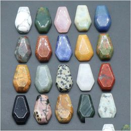 Steen Natuurlijke Kristal Kleine Plaat Ornamenten Doodskist Vorm Reiki Healing Chakra Quartz Mineraal Getrommelde Edelstenen Hand Stuk Home Drop Dhq9Y