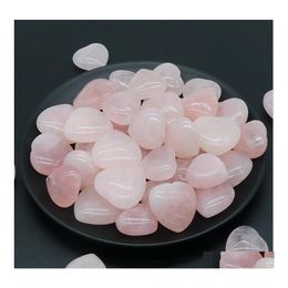 Stone Natural Heart 25mm 30 mm Rose Quartz Yoga Meditatie Energie Kraal voor Chakra Healing Decoration Drop levering sieraden Dhraf