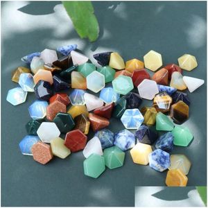 Pierre Naturelle Pyramide Hexagonale Cabochon Perles Pierres De Quartz Rose Pour Reiki Guérison Cristal Ornements Collier Anneau Boucles D'oreilles Jewelr Dhkqq