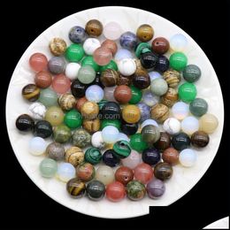 Stone Natural Loose Half Hole kralen Rose Quartz Tigers Eye Opal Crystal Agaat voor doe -het -zelf -oorbellen Sieraden Accessoires Drop levering 2021 DHFZG