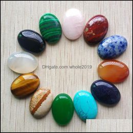 Pierre Naturelle Mixte Ovale Base Plate Cab Cabochon Cystal Perles En Vrac Pour Collier Boucles D'oreilles Fabrication De Bijoux En Gros 18X25Mm Drop Delive Dhvoe