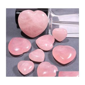 Stone Natural Nonporous Heart Love Pink Rose Quartz Chakra Healing Guides Meditatie Ornamenten Sieraden Accessory Drop levering Dh6ay