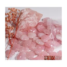 Pierre Naturelle Rose Cristal Ornements Sculpté 25X10Mm Coeur Chakra Reiki Guérison Quartz Fabrication De Bijoux Décor À La Maison Drop Delivery Dhgxd