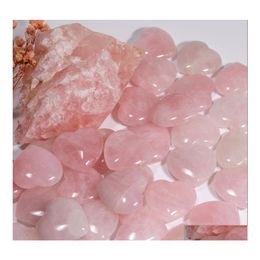 Steen natuurlijke roze kristal ornamenten gesneden 30x12 mm hart chakra reiki genezing kwarts mineraal gevumpt edelstenen hand thuis decor drop dhrtv