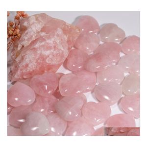 Pierre Naturelle Rose Cristal Ornements Sculpté 30X12Mm Coeur Chakra Reiki Guérison Quartz Minéral Tumbled Pierres Précieuses Main Décor À La Maison Drop Dhrtv