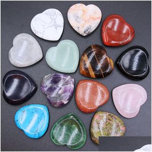 Steen Natuurlijke Duim 40X8Mm Worry Mas Palm Hand Crystal Loving Heart Shape Gemstone Gua Sha Tool Healing Beauty Gem Craft Home Drop D Dheh5