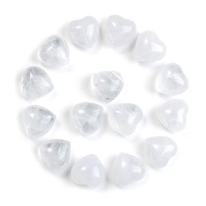 Pierre Naturelle Blanc Cristal Ornements Sculpté 15X10Mm Coeur Chakra Reiki Guérison Quartz Minéral Dégringolé Pierres Précieuses Main Décor À La Maison Dro Dhw1O