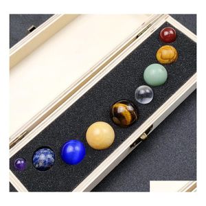 Stone Nine Planets Ball Set Reiki Natural Crystal Stones Ornements de table Polishing Rock Quartz Yoga Energa Perle Chakra Healing Ar Dhnob