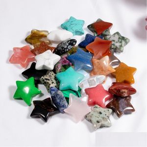 Pentagrama de piedra Adornos de estrellas Cuarzo rosa natural Turquesa Piedras desnudas Corazones Decoración Juego de manos Mango Piezas Diy Collar Dro Dh7Ua