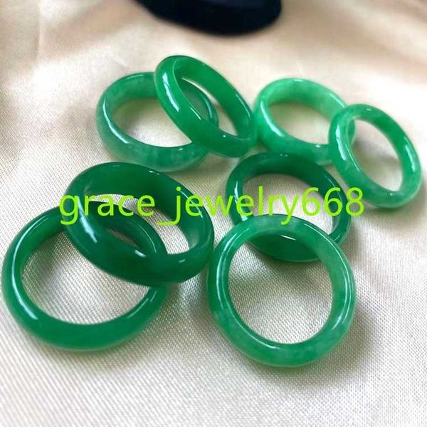 Anillo de piedra de Jade verde Real para mujeres y hombres, anillos de ágata, joyería, anillos de piedras preciosas clásicas, venta al por mayor, redondo Natural chino, 10 Uds./color