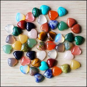 Pierre Reiki 10Mm Coeur Quartz Lâche Cab Cabochons Sept Chakras Perles Pour La Fabrication De Bijoux Cristal De Guérison En Gros Drop Delivery Dhkyr