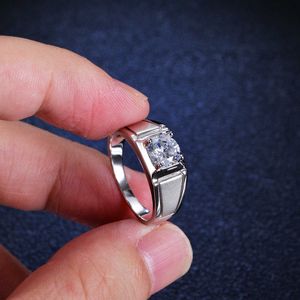 Stone Ring Mosang Mens Sier S925 Ring Fored Four Claw Mens Ring Brace Ring Live