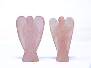 Pierre Rose Ailes D'ange Cristal Poche Sculptée À La Main Pour Bonne Chance Reiki Spirituel Guérison Inquiétude Figurine Statue De La Paix Décor Gif Bdesybag Amzw5